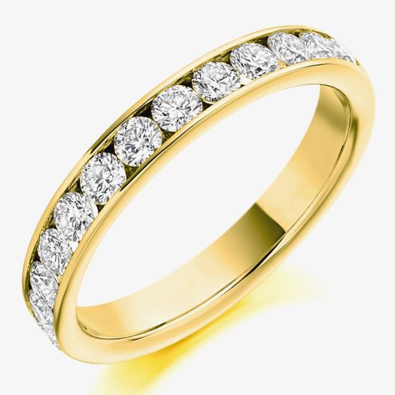 18ct Yellow Gold 0.75ct Round Brillliant Cut Diamond Half Eternity Ring HET2108YG