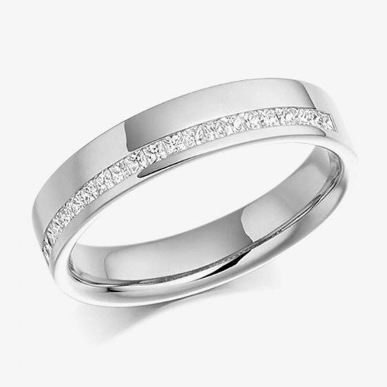 18ct White Gold 0.25ct Channel Set Princess Cut Half Eternity Ring HET950 18W