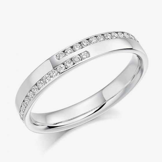 18ct White Gold 0.25ct Channel Set Round Brilliant Crossover Half Eternity Ring HET1177 18W