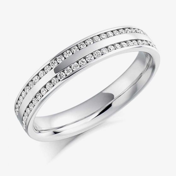 18ct White Gold 0.26ct Channel Set Round Brilliant Double Row Half Eternity Ring HET1136 18W