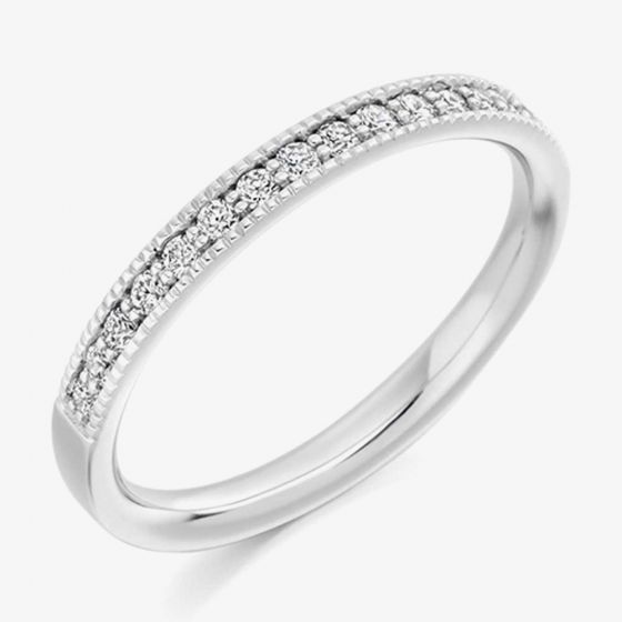 Platinum 0.25ct Claw Set Round Brilliant Milgraine Half Eternity Ring HET1770