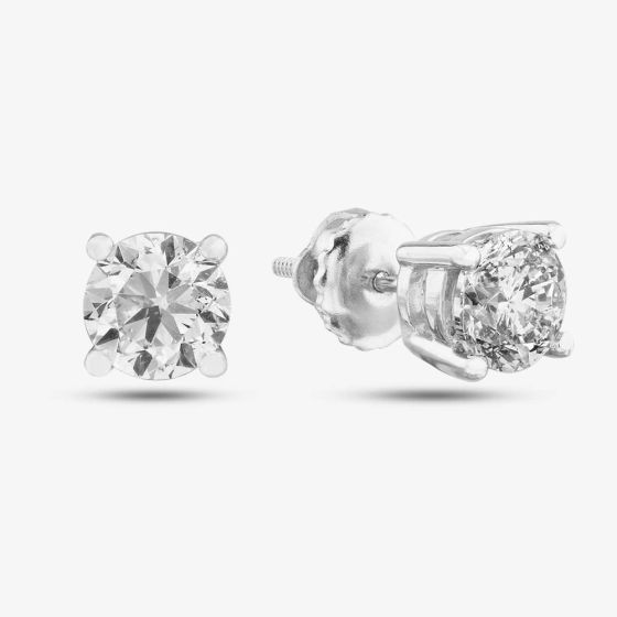 18ct White Gold 1.50ct Brilliant Cut Diamond Solitaire Stud Earrings THE2534-150 18KTWG (G/H-I1)(WG)
