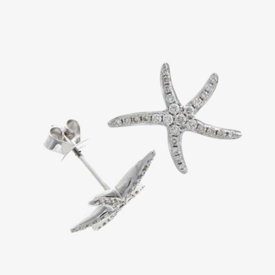 18ct White Gold 0.31ct Diamond Starfish Stud Earrings 03.01.715