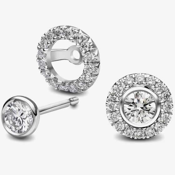18ct White Gold 0.68ct Diamond Ear Jacket Earrings 11LDKW003+11LFKW001