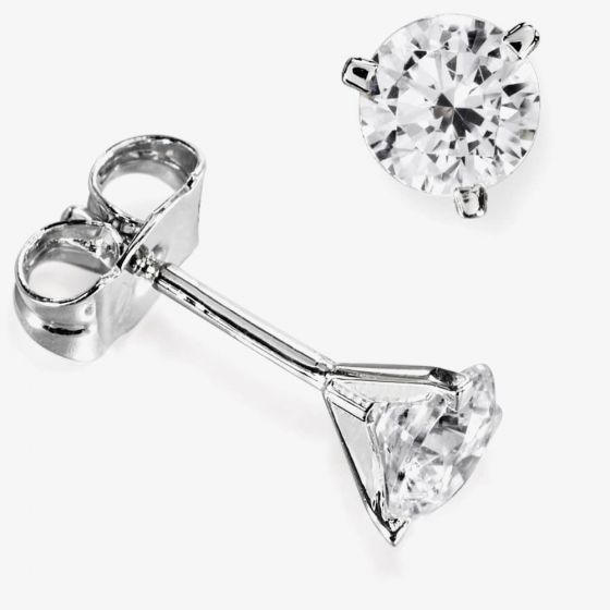  18ct White Gold 0.52ct Brilliant Round 3 Claw Diamond Earrings F102E(4.0)PR