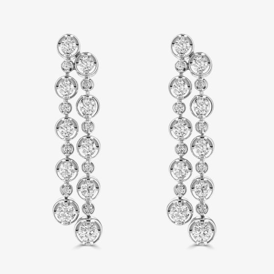 18ct White Gold 1.33ct Diamond Two Row Dropper Earrings HSE1054(1.33CT)PR-S