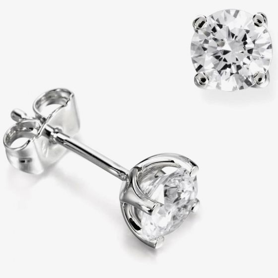 18ct White Gold 0.41ct Round Brilliant 4 Claw Diamond Earrings ERG241(4.0)PR