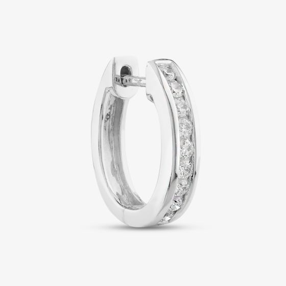 18ct White Gold 0.23ct Brilliant Cut Diamond Single Hoop Earring E01034 18KW SINGLE
