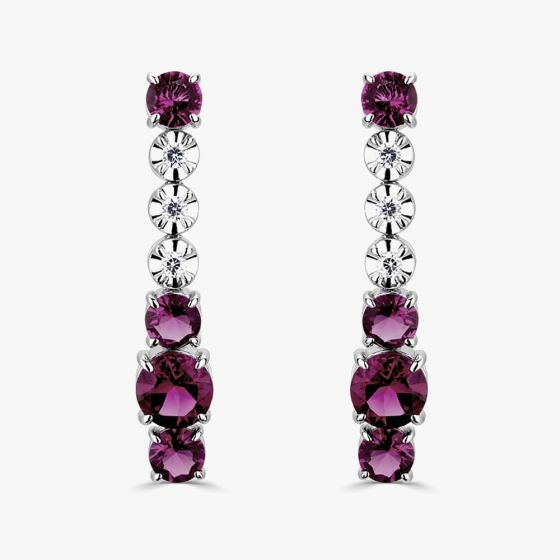 18ct White Gold Ruby & Diamond Fancy Dropper Earrings HSE1062(RU)PR