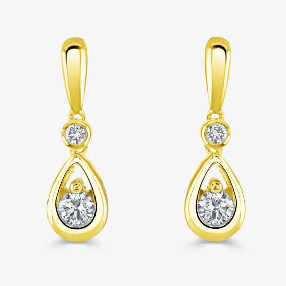 18ct Yellow Gold 0.26ct Diamond Teardrop Dropper Earrings LG224/EA-PR