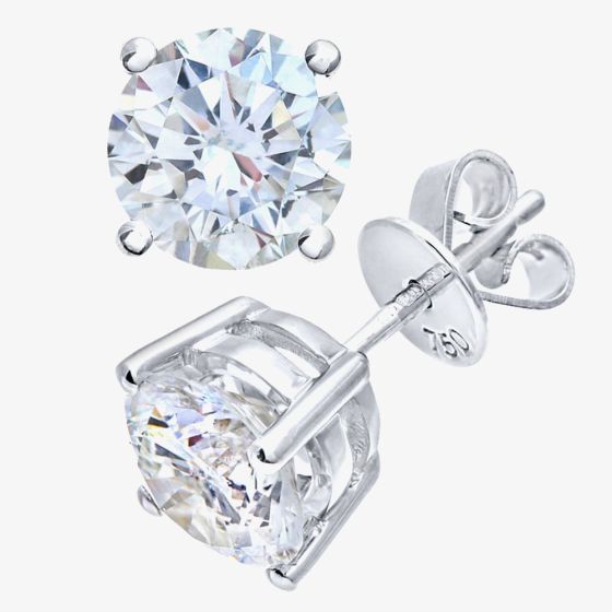 18ct White Gold Certificated 2.01ct Diamond Four Claw Stud Earrings ERG1013(2.00CT)PR
