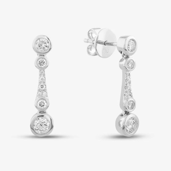18ct White Gold Brilliant Cut Diamond Graduating Dropper Earrings LG250/EB-PR