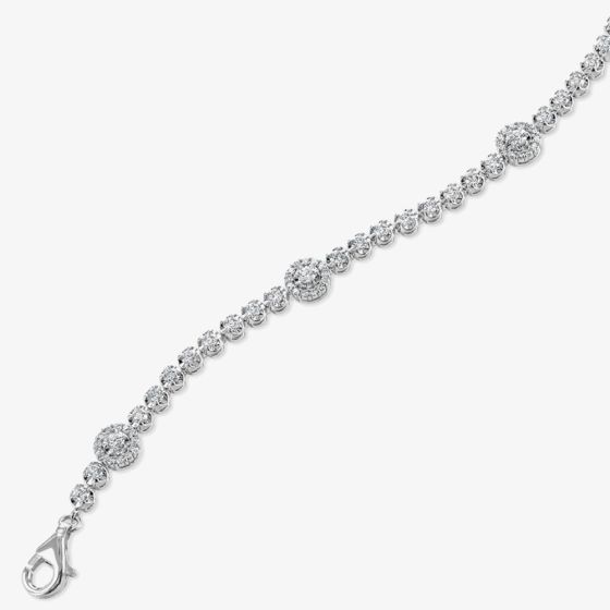 18ct White Gold 2.50ct Diamond Cluster Bracelet HSB1015(2.50CT)