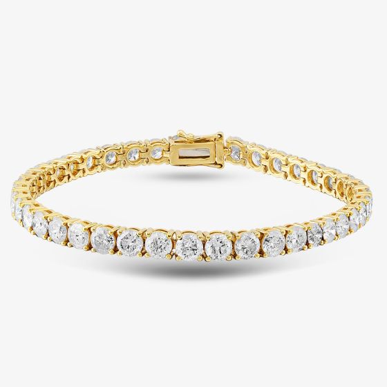  18ct Yellow Gold 14.35ct Brilliant Cut Diamond Tennis Bracelet BTOHJ
