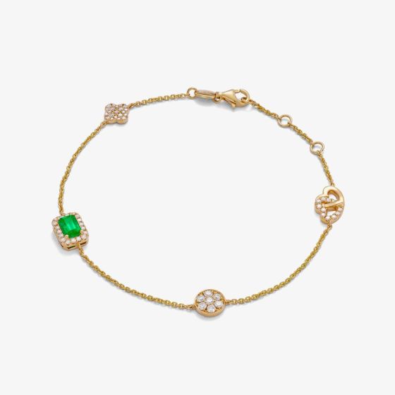 Tivon 18ct Yellow Gold Emerald & Diamond Eden Bracelet BY-0100-EM