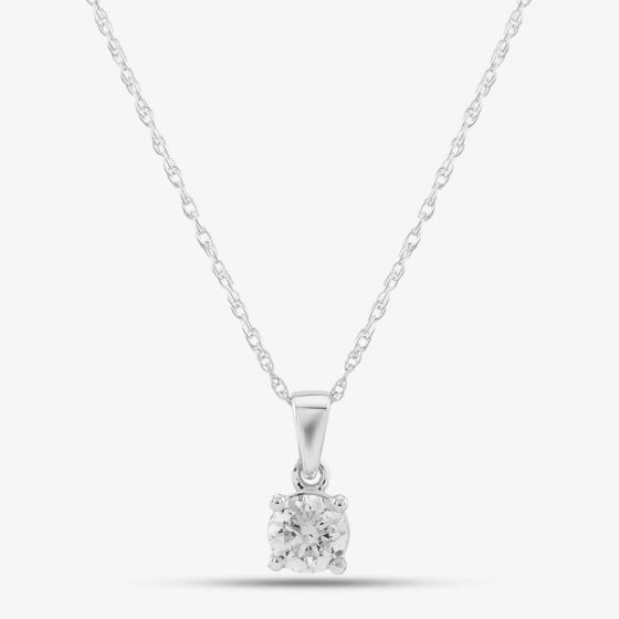 18ct White Gold Brilliant Cut Diamond Solitaire Necklace THP3119 18KWG (WG)(GH-I1)