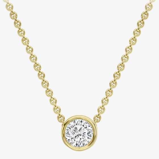 18ct Yellow Gold 0.08ct Rubover Diamond Necklace CB179-18