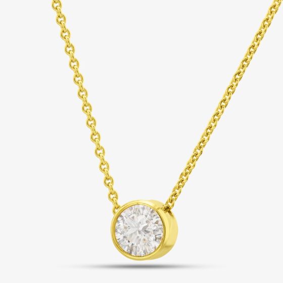 18ct Yellow Gold 0.14ct Rubover Diamond Necklace CB180-18