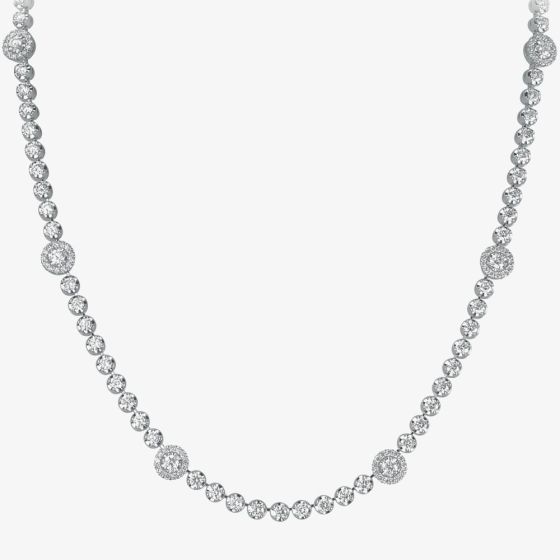 18ct White Gold 4.30ct Diamond Cluster Necklace HSN1015(4.30CT)