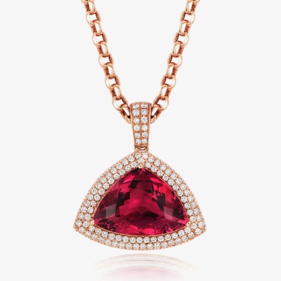 Tivon Cocktails & Champers 18ct Rose Gold Pink Tourmaline & Diamond Necklace PR-0506-PT 