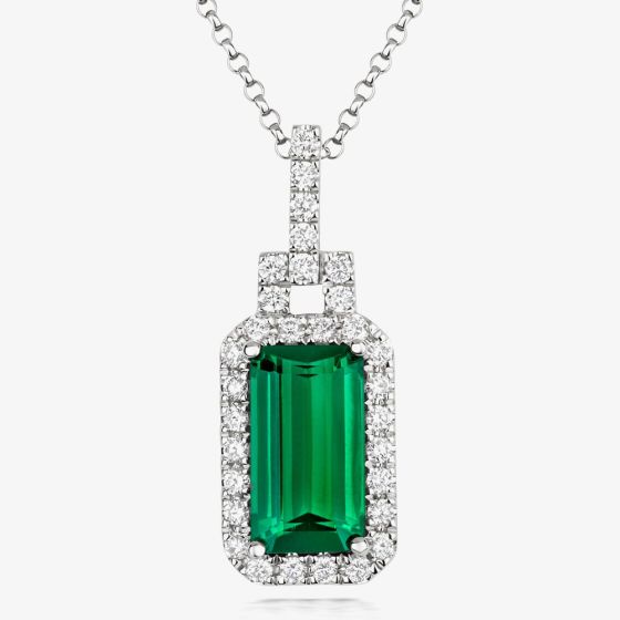 Tivon 18ct White Gold Green Tourmaline & Diamond Necklace PW-0900-GT