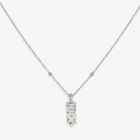 18ct White Gold Gatsby Multi-cut Diamond Dropper Necklace LG194/NA