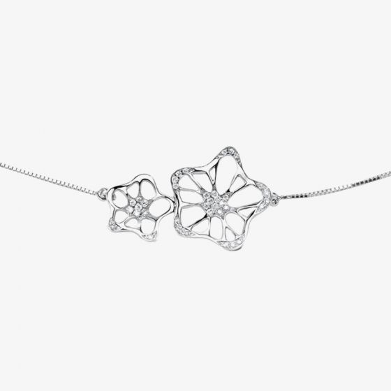 Fei Liu Allure 18ct White Gold & Diamond 0.09ct Double Flower Pendant ALU-750W-106-WD00