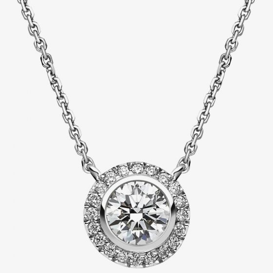 18ct White Gold 0.98ct Diamond Round Cluster Necklace 51LDH-W002