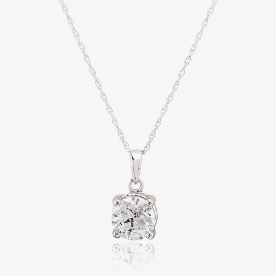 18ct White Gold 1.00ct Diamond Solitaire Pendant Necklace TH0134803