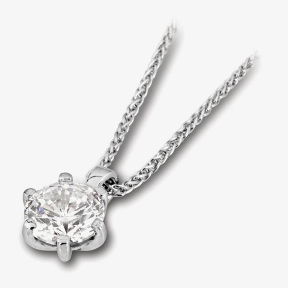 18ct White Gold 0.40ct Round Brilliant 6 Claw Diamond Pendant PD244(4.5)- H/VS1/0.40ct