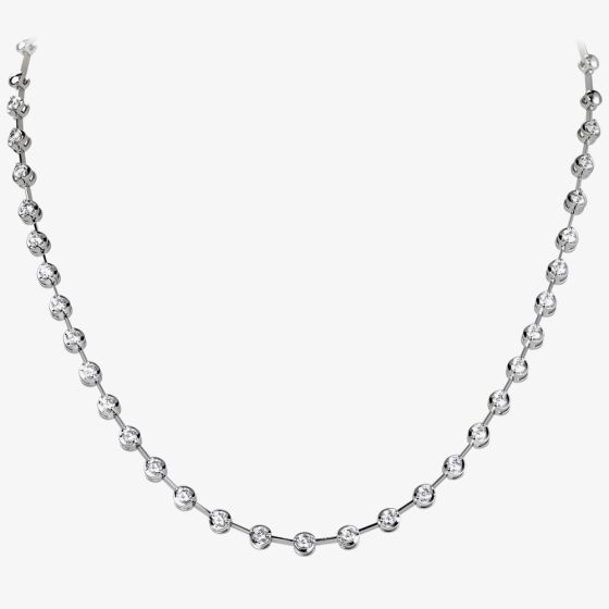 18ct White Gold 1.50ct Rubover Set Diamond Tennis Necklace HN014S