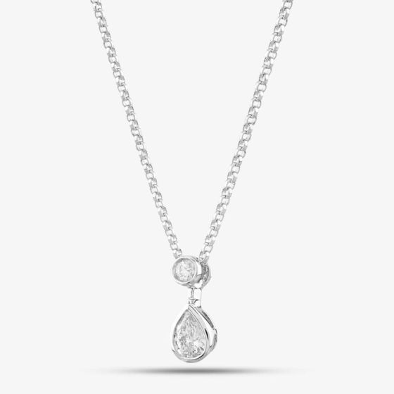 18ct White Gold 0.31ct Pear & Brillaint Cut Diamond Dropper Necklace P22430GW18DD