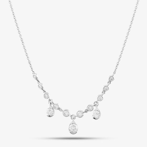 18ct White Gold 0.52ct Brilliant Cut Diamond Dropper Necklet FZAY 18KW