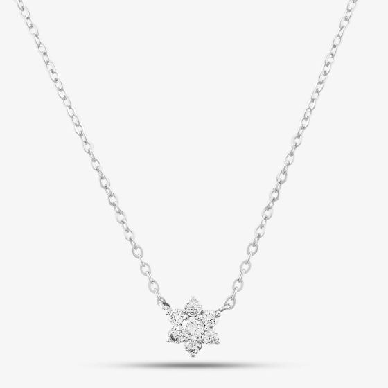 18ct White Gold 0.16ct Brilliant Cut Flower Necklet FXTU 18KW
