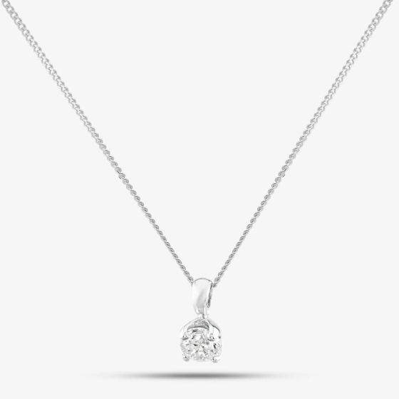 18ct White Gold 0.40ct Brilliant Cut Diamond Solitaire Necklace 4TSPR40 18WG/D103E