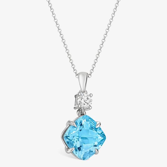 Tivon 18ct White Gold Santa Maria Aquamarine and Diamond Necklace PW-0944-SAQ