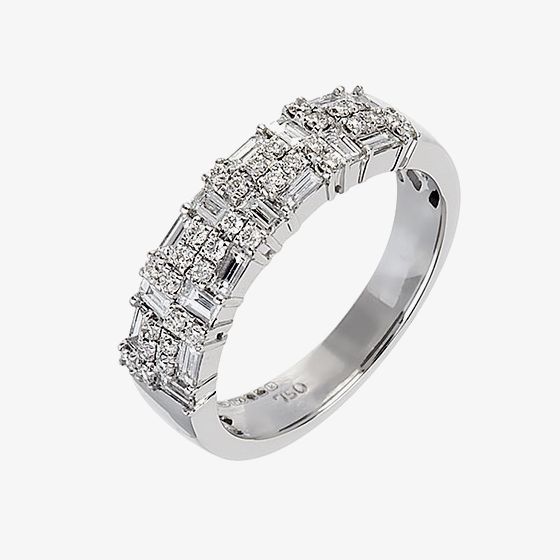 18ct White Gold Baguette and Brilliant Cut Fancy Ring 18DR362-W