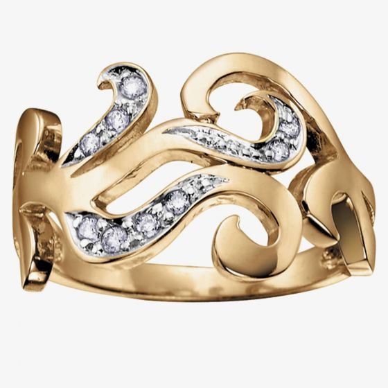 9ct Rose Gold 0.10ct Diamond Filigree Swirl Ring 51W42RG/9