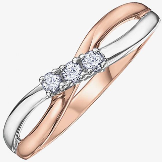 9ct Two Tone Gold 0.10ct Diamond Crossover Ring CH317RG