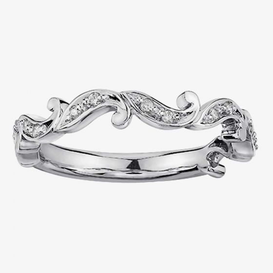 9ct White Gold 0.08ct Diamond Swirl Half Eternity Ring 53C14WG/10