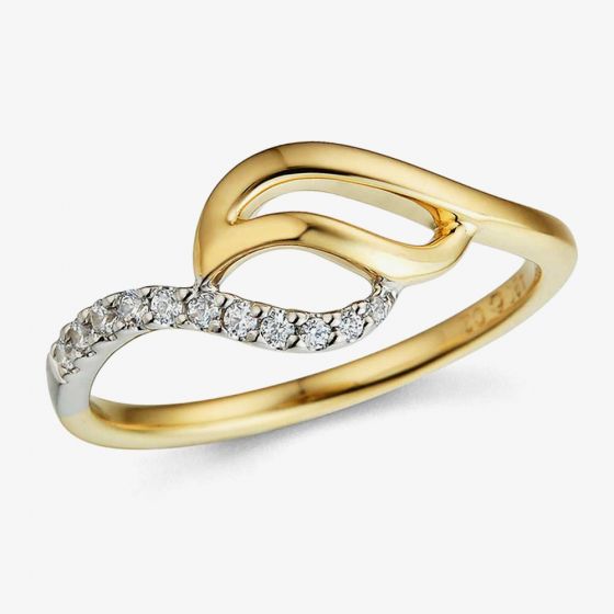 9ct Two Colour Gold Diamond Swirl Ring 32.09268.002