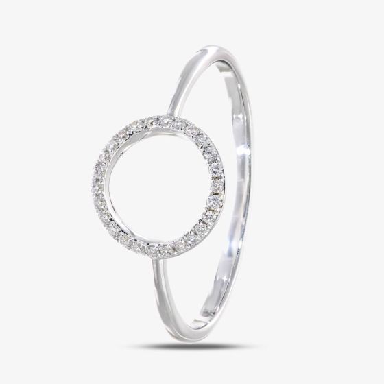 9ct White Gold Diamond Open Circle Ring DR1507W