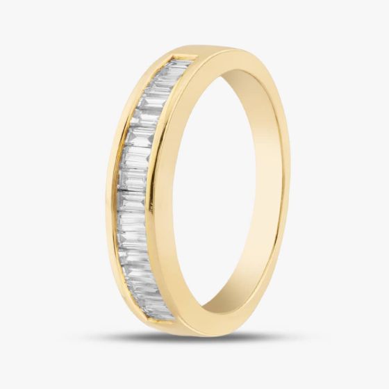 18ct Yellow Gold 0.60ct Baguette Cut Diamond Half Eternity Ring R01406 18KY