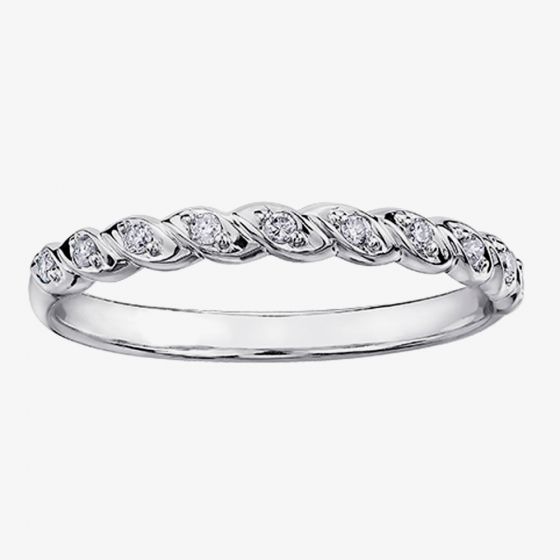 9ct White Gold 0.08ct Diamond Rope Half Eternity Ring CH565WG-10