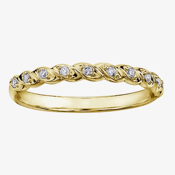 9ct Yellow Gold 0.08ct Diamond Rope Half Eternity Ring CH565YG-10