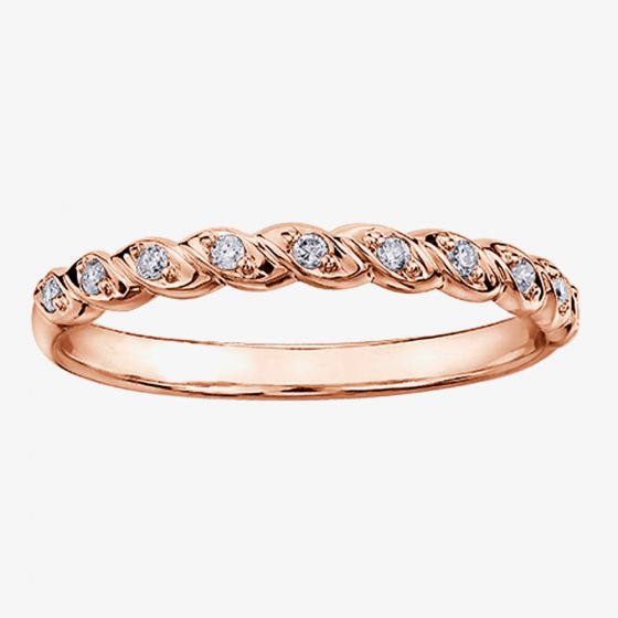 9ct Rose Gold 0.08ct Diamond Rope Half Eternity Ring CH565RG-10