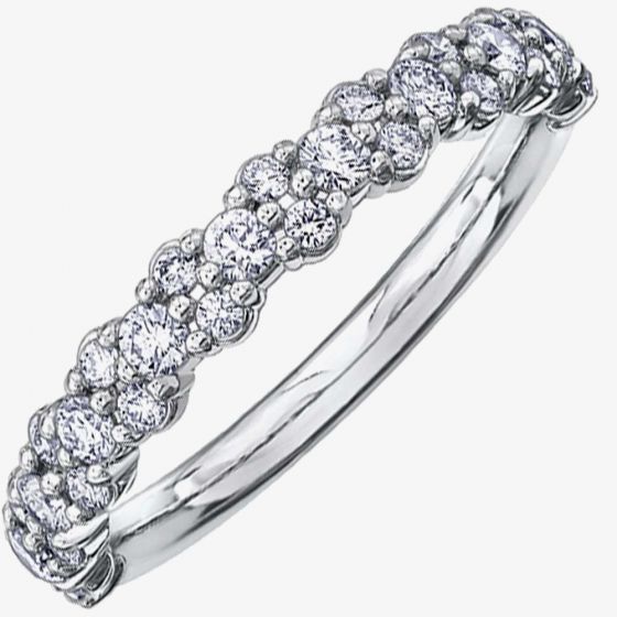 9ct White Gold 0.42ct Diamond Fancy Half Eternity Ring 50J55WG/42-18