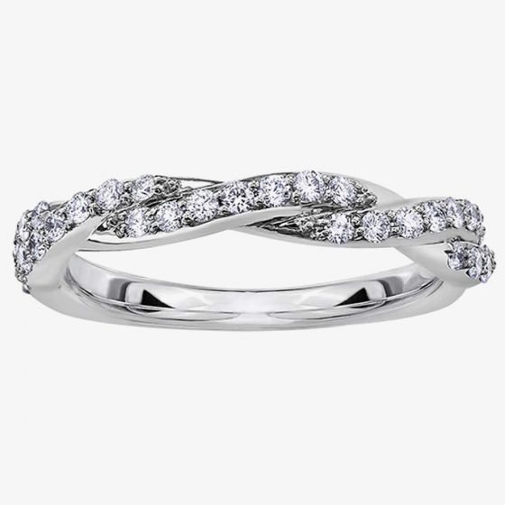 9ct White Gold 0.33ct Diamond Twist Half Eternity Ring 50J53WG/33-10