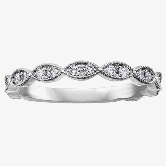9ct White Gold 0.20ct Diamond Ellipse Half Eternity Ring 50J51WG/20-10