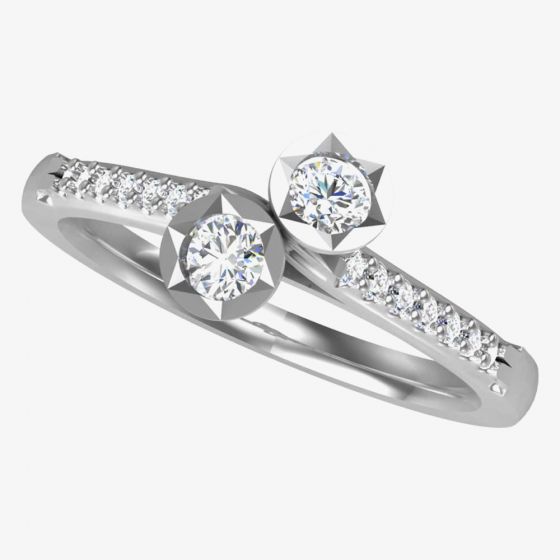 18ct White Gold 0.33ct Twin Diamond Twist Ring 9710/18W/DQ10